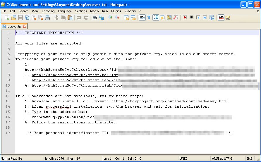 Bart Ransomware Encryption Screenshot