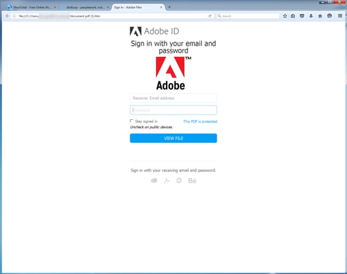 Fake Adobe Login