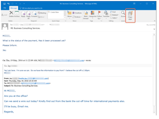 CEO Fraud Phishing Email Example