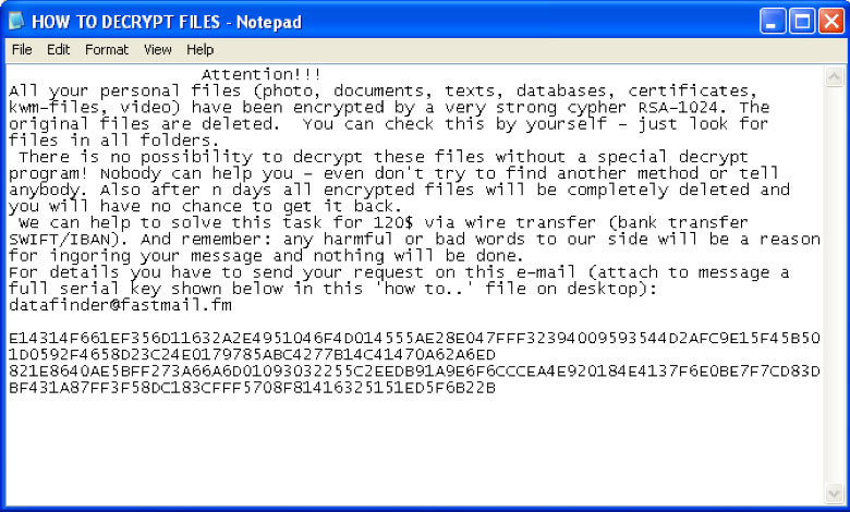 GPcode Ransomware Instructions Example GPcode Ransomware Instructions Example