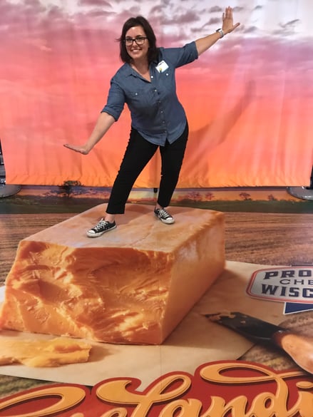 Lynnette hosting a cheese party