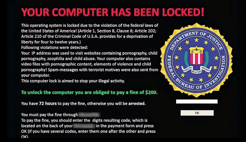 Locker Ransomware Message Example