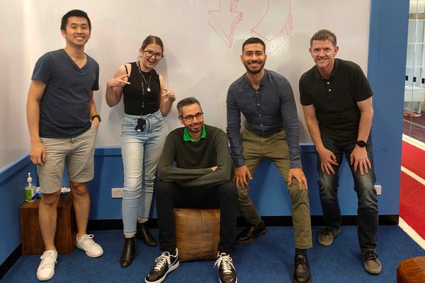 Melbourne Four Knowsters in front of White Board