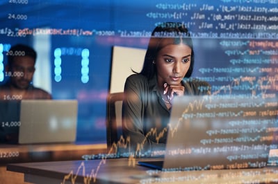 621258763_Laptop,-code-hologram-and-woman-thinking-of-data-analytics,-information-technology