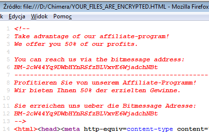 Chimera Ransomware Affiliate Program