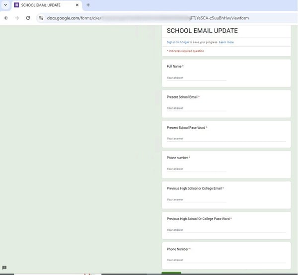 google forms blurred