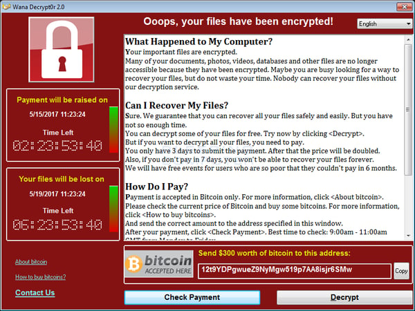 Wannacry Attack Ransom Deadline Message