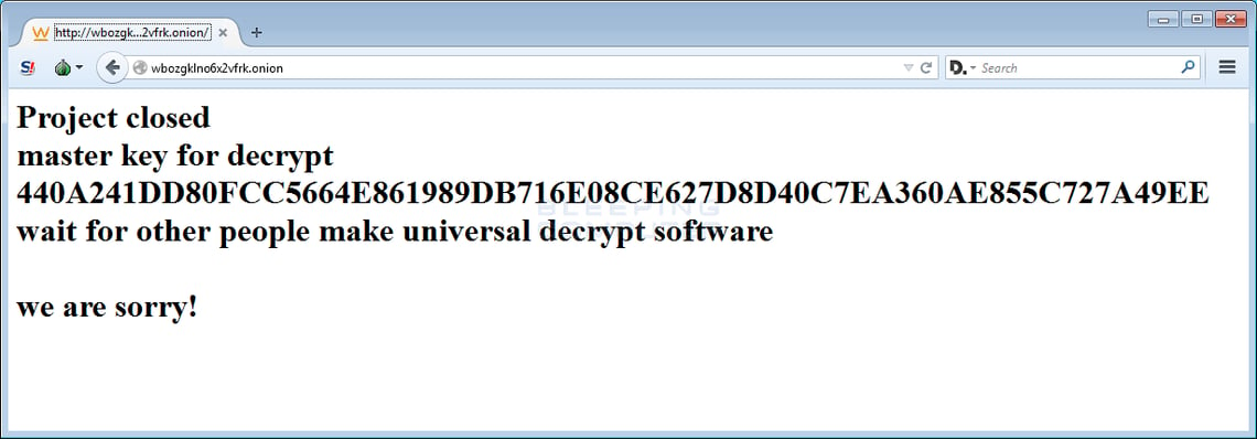 TeslaCrypt Ransomware Closed