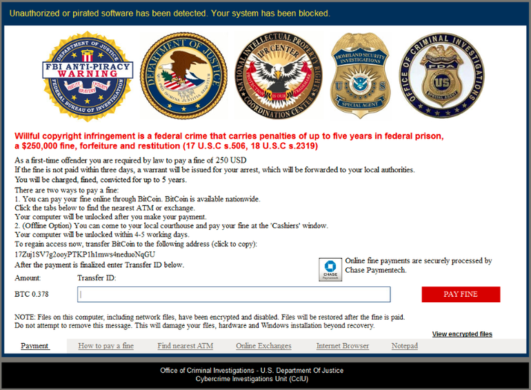 Virlock Ransomware Note