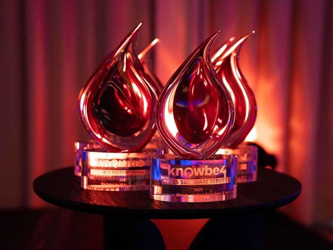 KnowBe4 Partner Awards trophies